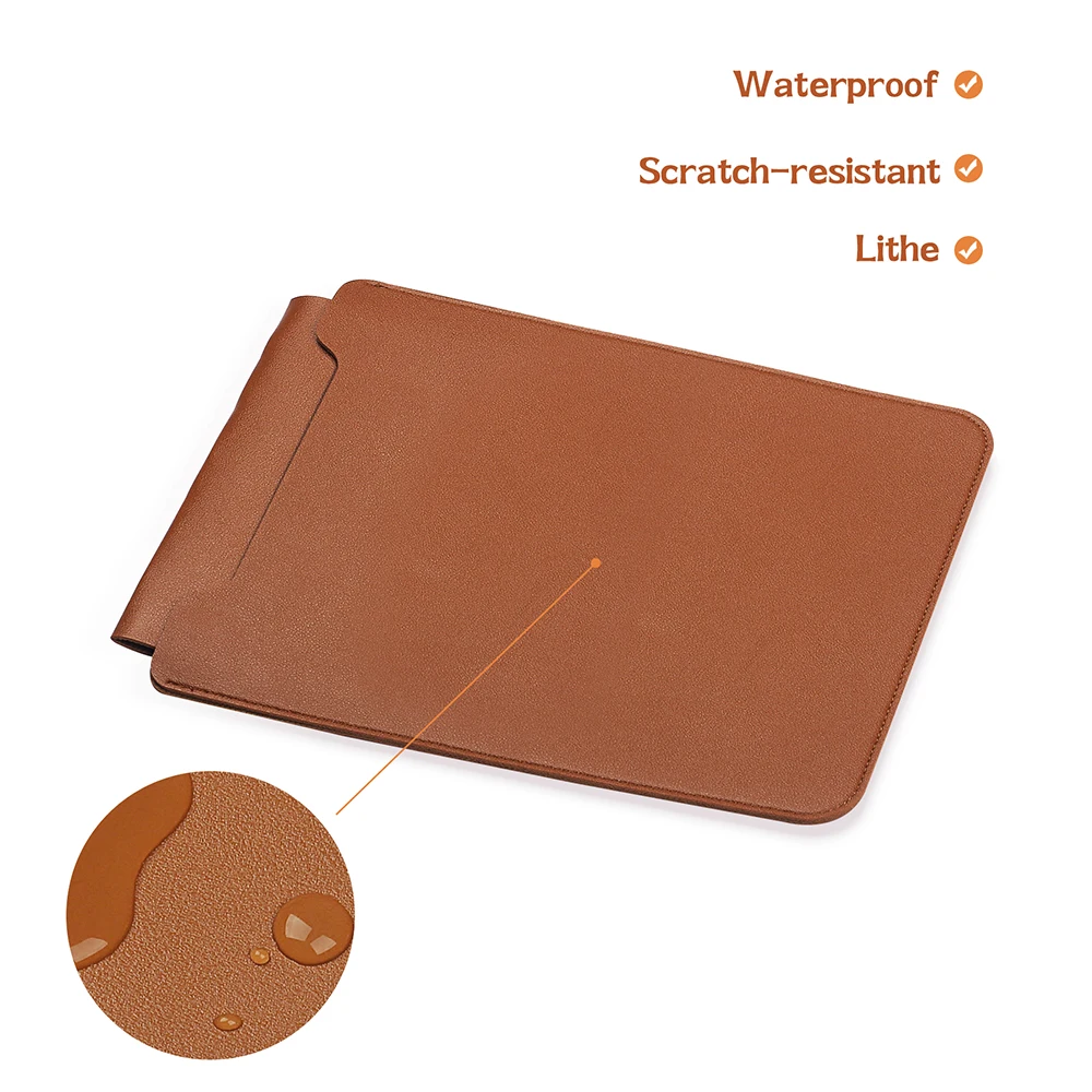 Premium PU Leather Laptop Bag with Mouse Pad, Fits 13-16 Inch