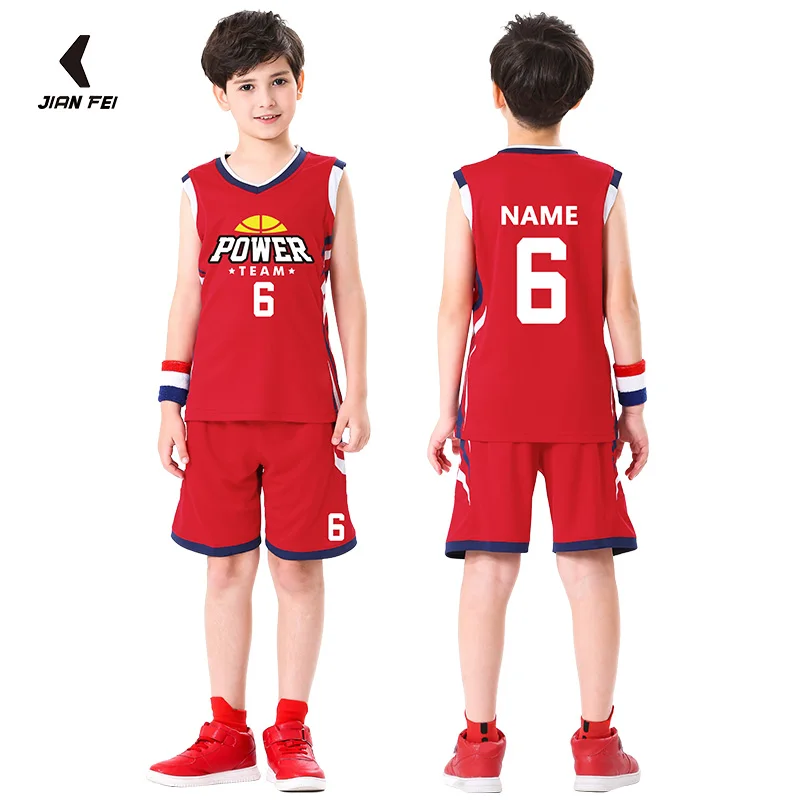 100% Plyester Children Basketball Uniform Set Breathable Kids Basketball Shirts Cheap Jersey For Boys M995