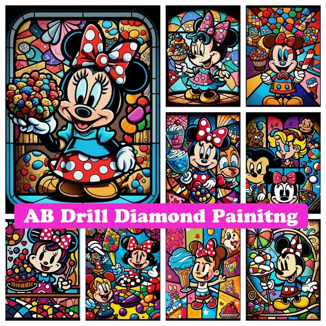 Vintage Mickey & Minnie Diamond Dot Art Framed Wall Hanging