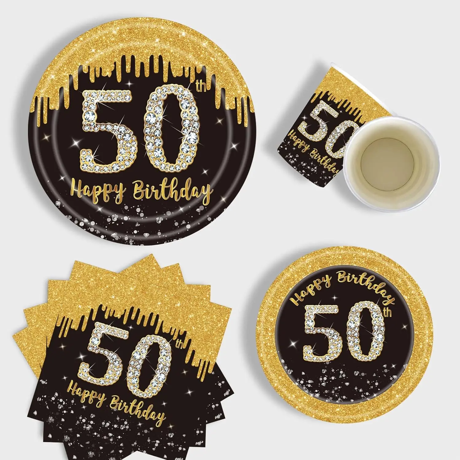 블랙 골드 해피 50 번째 생일 테이블 천 커버, 직사각형 플라스틱 식탁보, 파티 장식, 남녀공용, 137x274cm