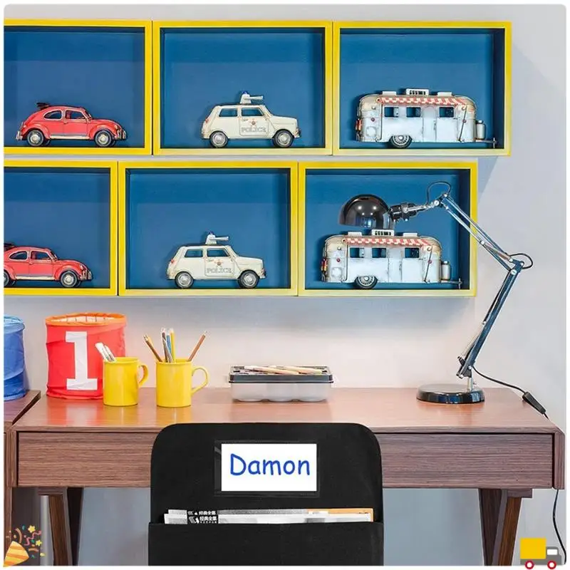6Pcs Chair Storage Pocket Chair Bag Pockets For Classrooms Student Pockets Organizer With Name Tag