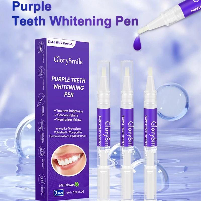 Magical Purple Teeth Whitening Pen Freshing Breath Oral Deep Cleaning Stain Removal Dentifrice Teeth Cleaning Essence Oral Care