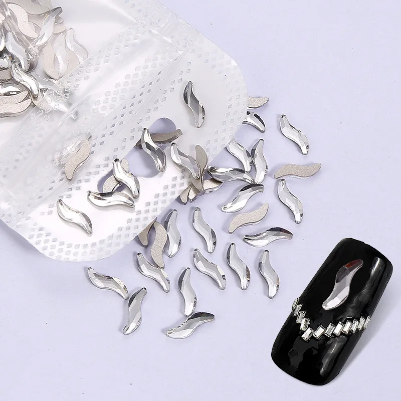 

S Shape Crystal Nail Art Rhinestones Kit Luxury Nail Charms Shiny Flatback Diamond Gems Beads DIY Decorations Accessories