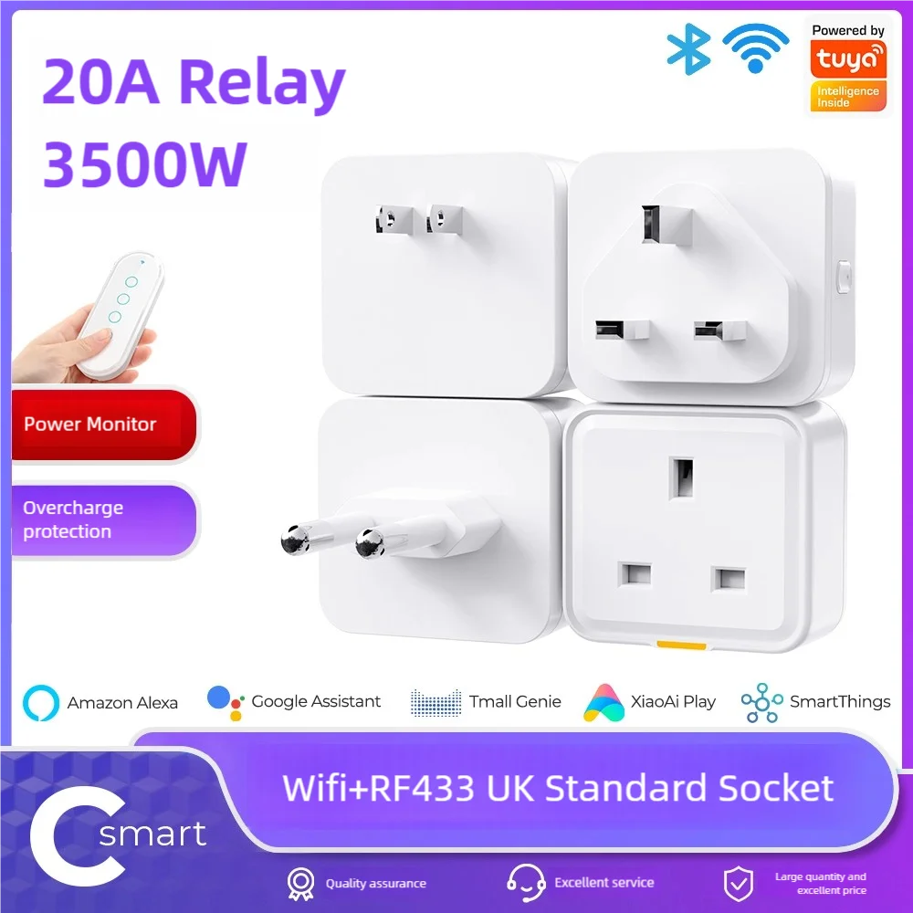 3500W Smart Plug EU US To UK RF433 16A Wifi Socket Travel Adapter Power Monitor Overcharge ป้องกันทํางานร่วมกับ Alexa Google Home 1