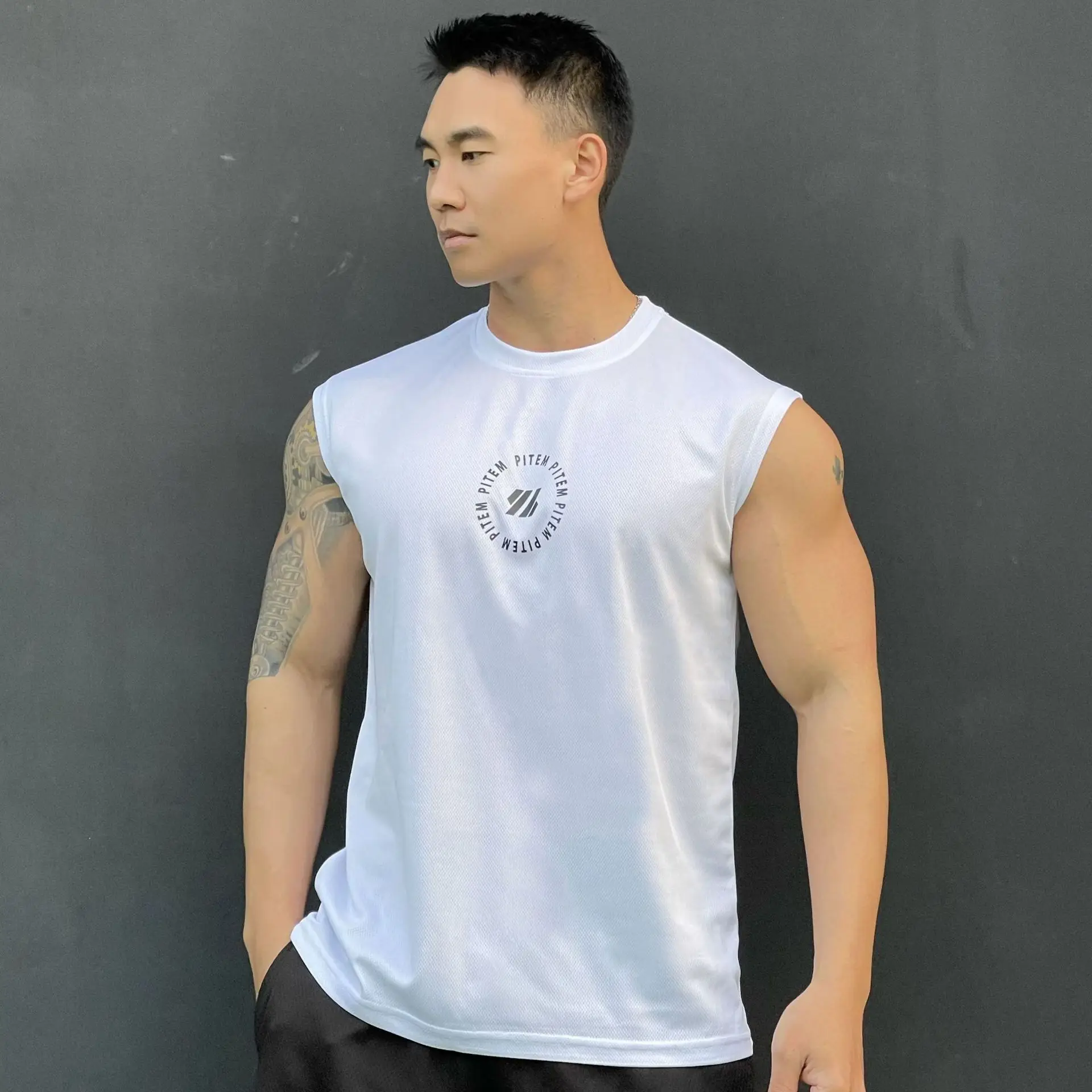 New Mens Gym Tank top Men Fitness Sleeveless Shirt Male Mesh Breathable Fitness Sports Vest Undershirt Gyms Running Vest Men Sdde79448ca904cc09ad4f257237ed327A