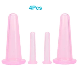 Natural Silicone Cupping Massage Cups Set - Anti-Aging Body & Facial Care Tool (Pink)