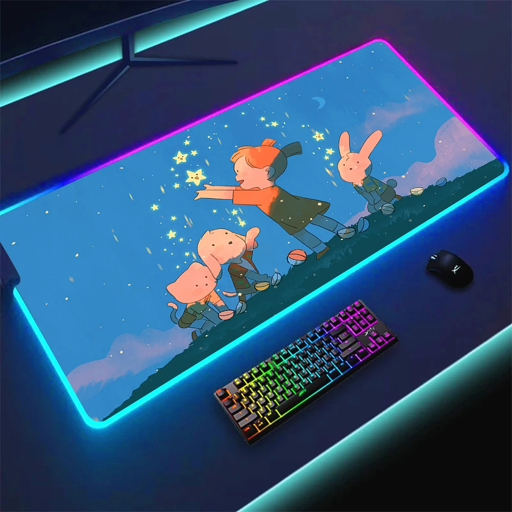 

Cute Rabbit Animal Mouse Pad Kawaii Girl Desk Mat Light Blue Office Accessories Mousepad Rgb Deskmat Cheap Pc Cabinet Backlight