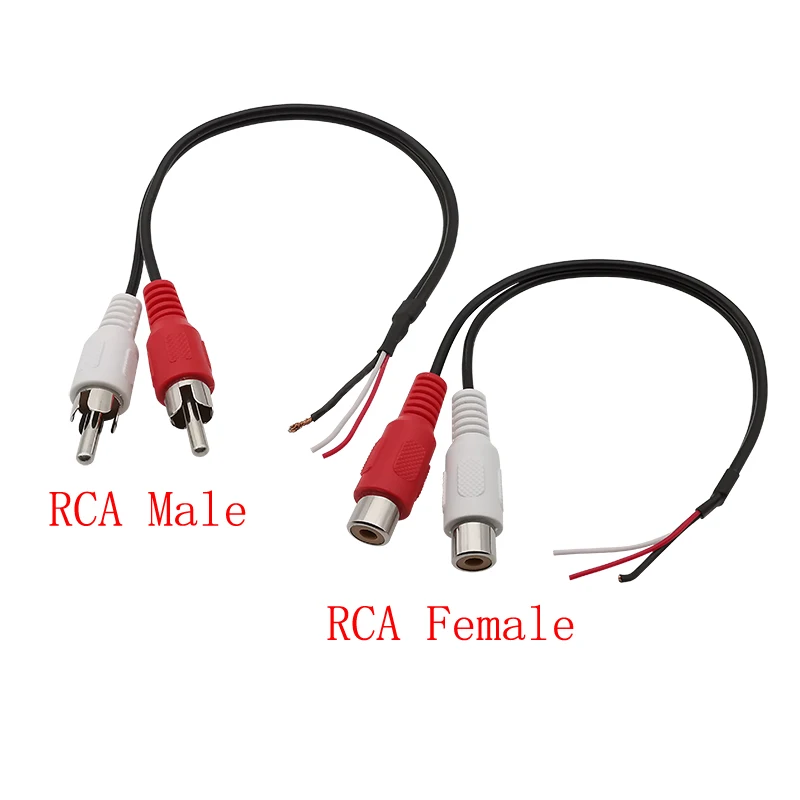 RCA-Stecker/RCA-Buchse an blankem Kabel ende Audio-Lautsprecher Kabel Verlängerung kabel DIY Audio-RCA-Anschlüsse 20cm