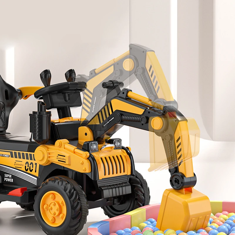 Children's Electric Excavator Construction Vehicle Remote Control Car Excavator Toy with Light and Music For 1-6 years old