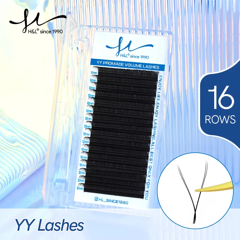

Lash Romance 16 Rows YY Shape Lashes Eyelashes Extensions Supplies False Eyelash Korean PBT Black Color Natural Look