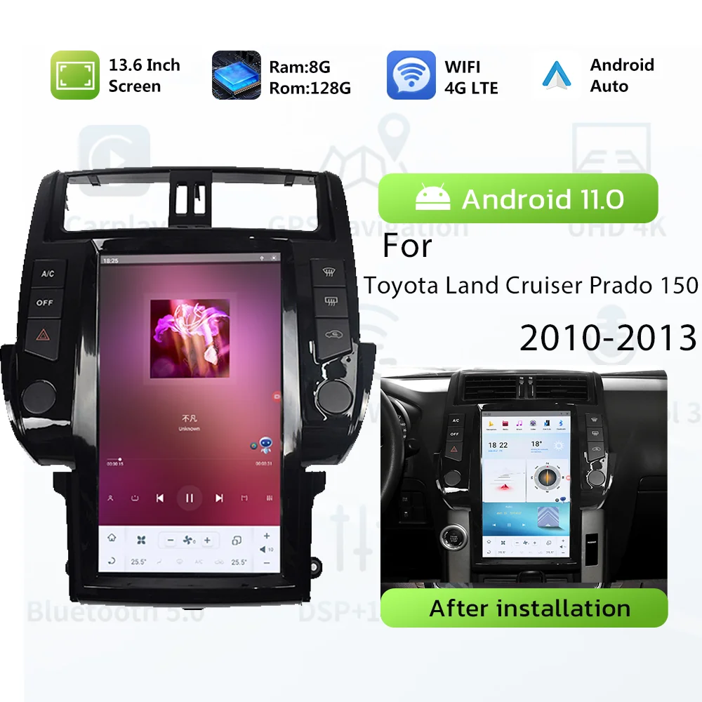 

For Toyota Land Cruiser Prado 150 2010-2013 13.6 Inch Android 11 Car Radio Multimedia Player GPS Navigation Auto Stereo Receiver