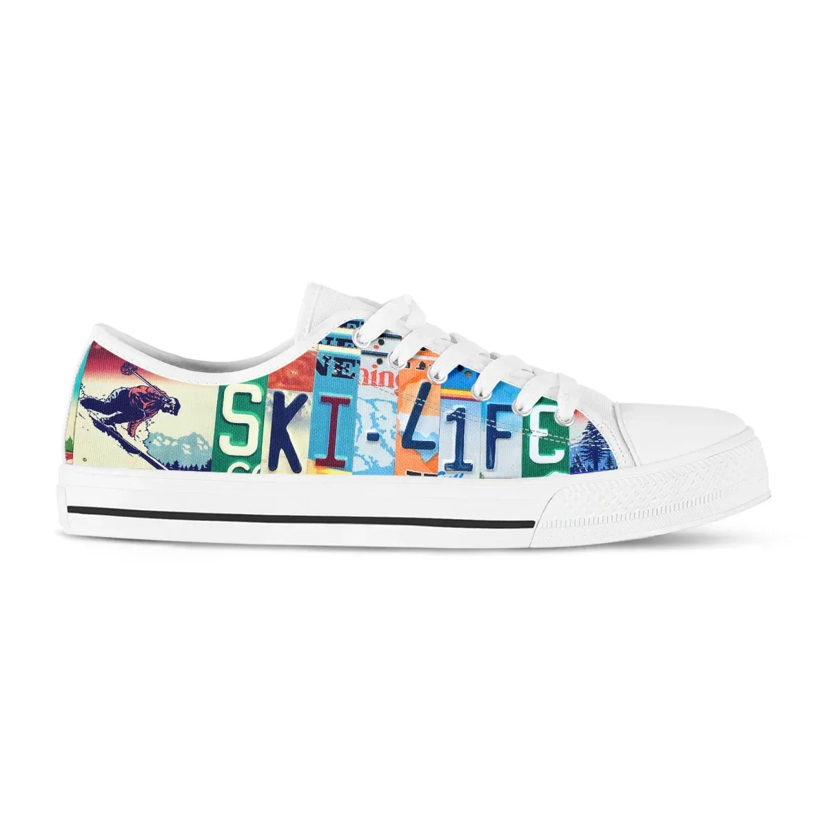 License Plate Ski Life Women Shoes Low-Top Shoes For Women Sneakers Colors Casual Canvas Summer Lace-up Women Shoes