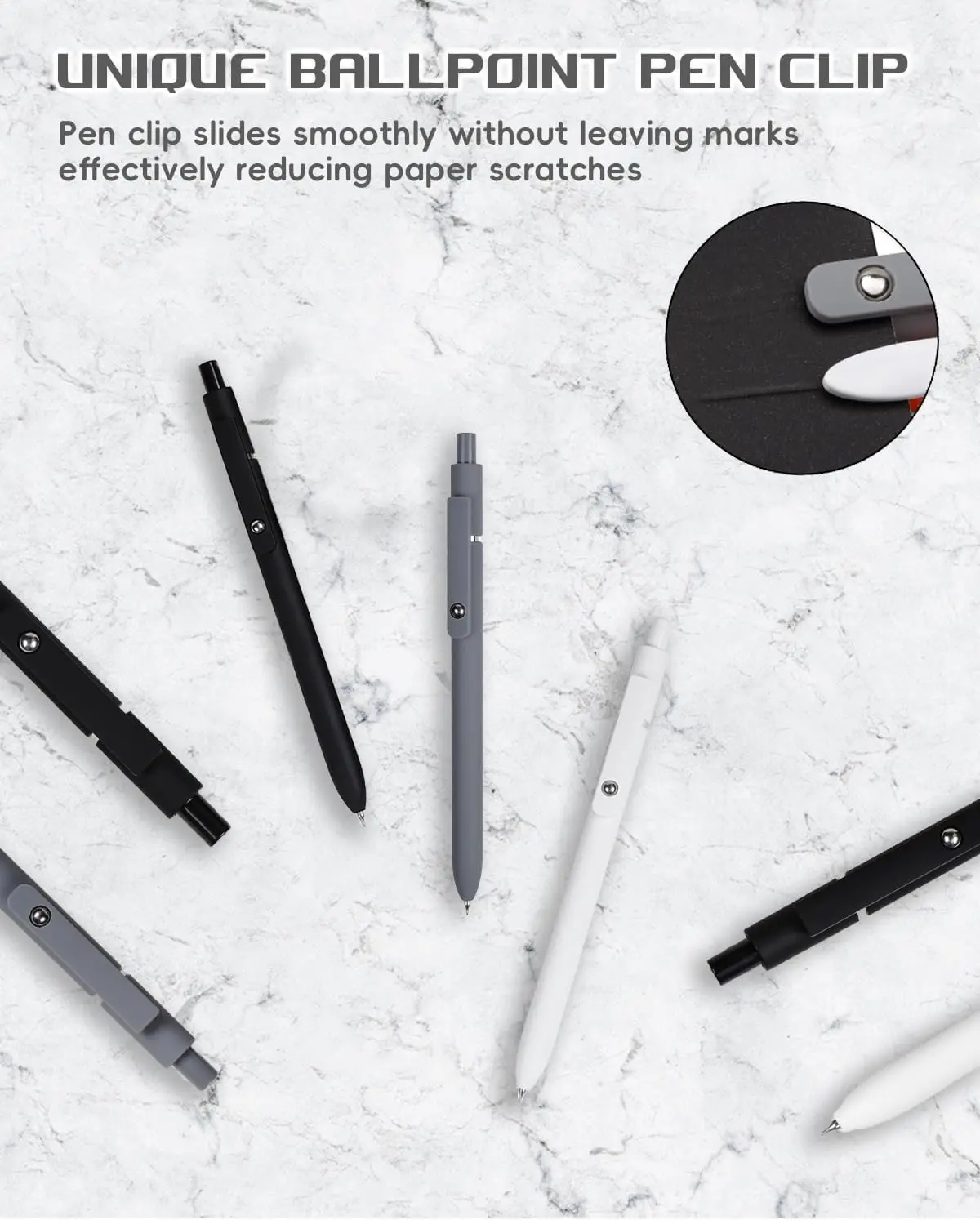 Zanshi Black and White Gray Set Gel Pen, Retractable Gel Pen, Quick Drying Ink Pen, Fine Nib, Advanced Smooth Writing Pen, Aesth 5