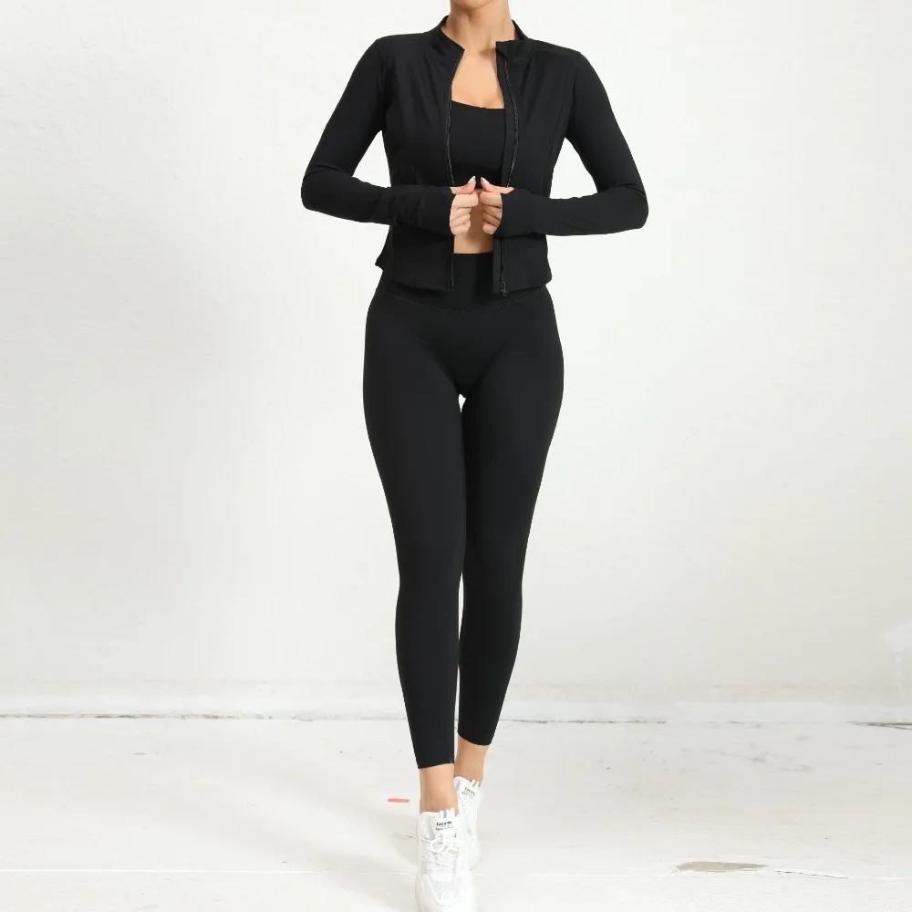 Yoga Gym Sets Jacket Leggings Sportswear Woman Gym Sports
