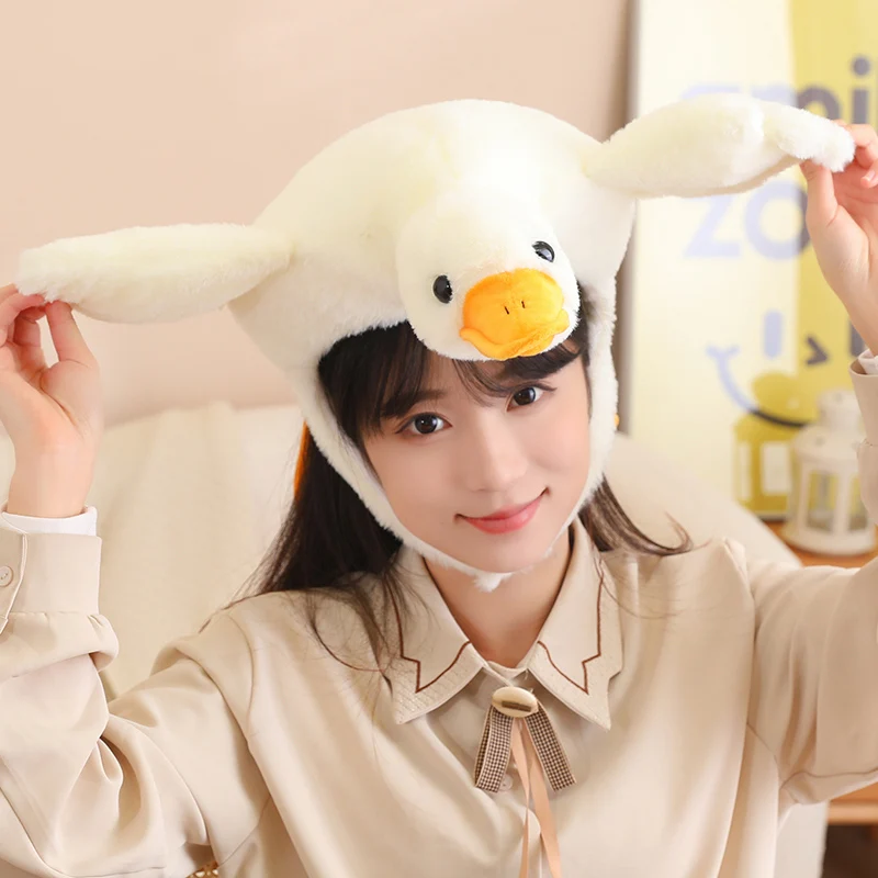 Fluffly Simulation Big White Goose Doll Plush Hat Kawaii Stuffed Animal Pillow Soft Kids Toys for Girls Birthday Gift Home Decor new kawai plush milk tea cup pillow stuffed food fruit boba doll ultrasoft stuffed animal plush tea shop kids toys birthday gift