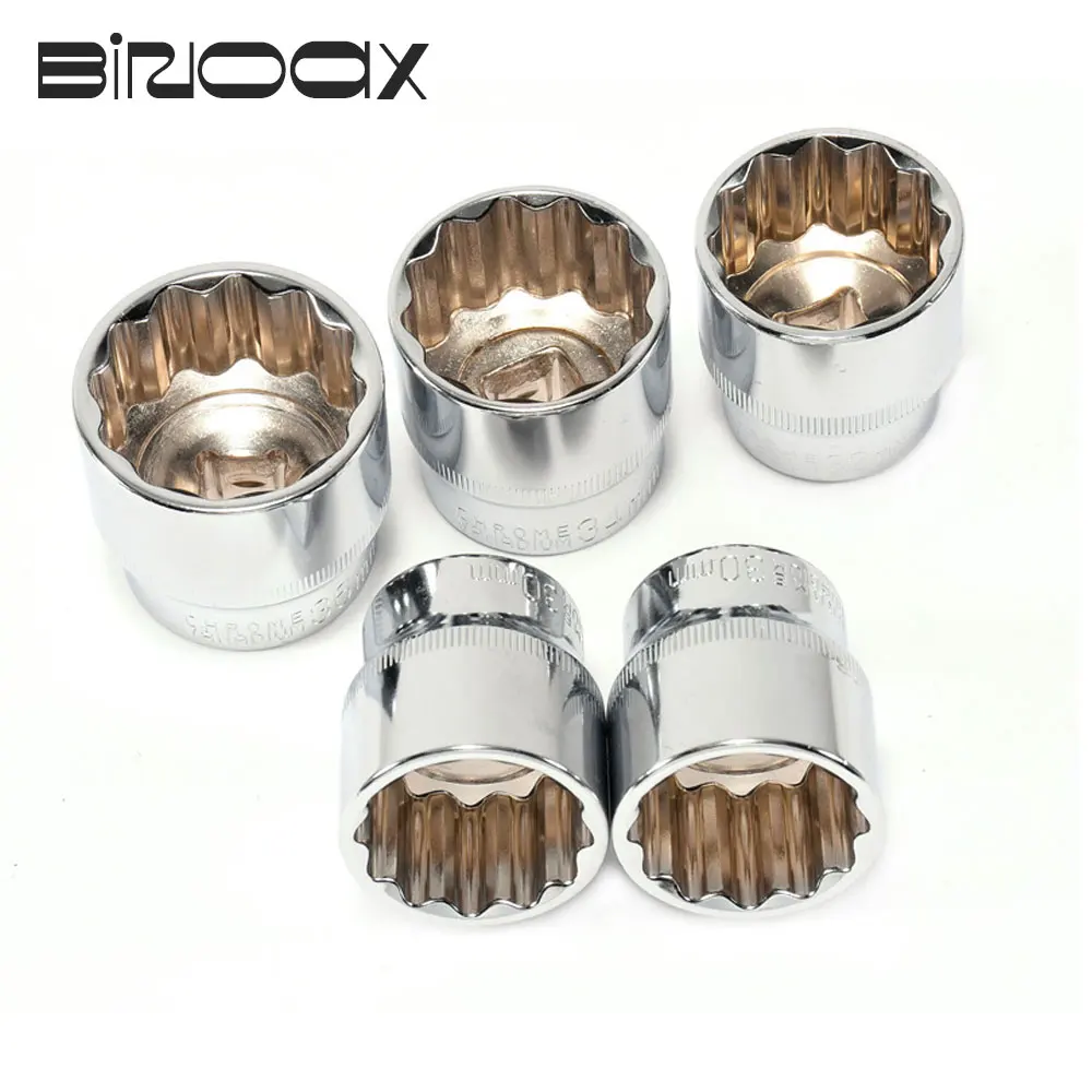 Binoax 1/2" Drive 12 Point Short Socket Bit 8-32mm Ratchet Wrench 12 Tooth Socket Set for Car Auto Repair Hand Tool