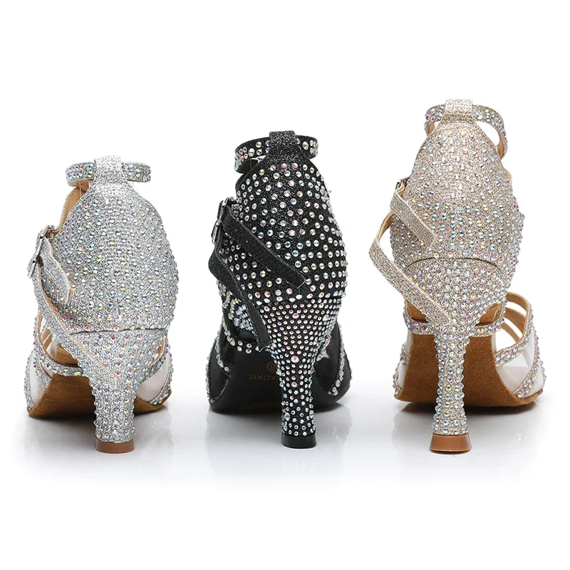 Syflyno Women's Latin Dance Shoes Ballroom Birthday Party Soft Sole Ladies High Heels Women Wedding Shoes