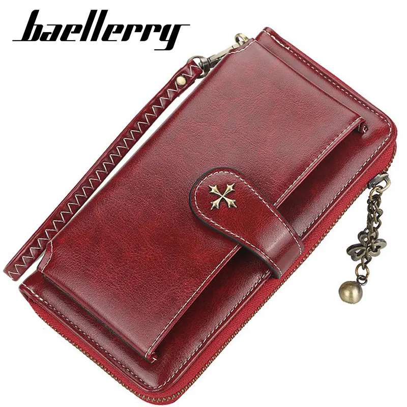 Nuevas carteras para mujer, tarjetero de marca de alta calidad de cuero PU largo a la moda, cartera clásica con cremallera para mujer