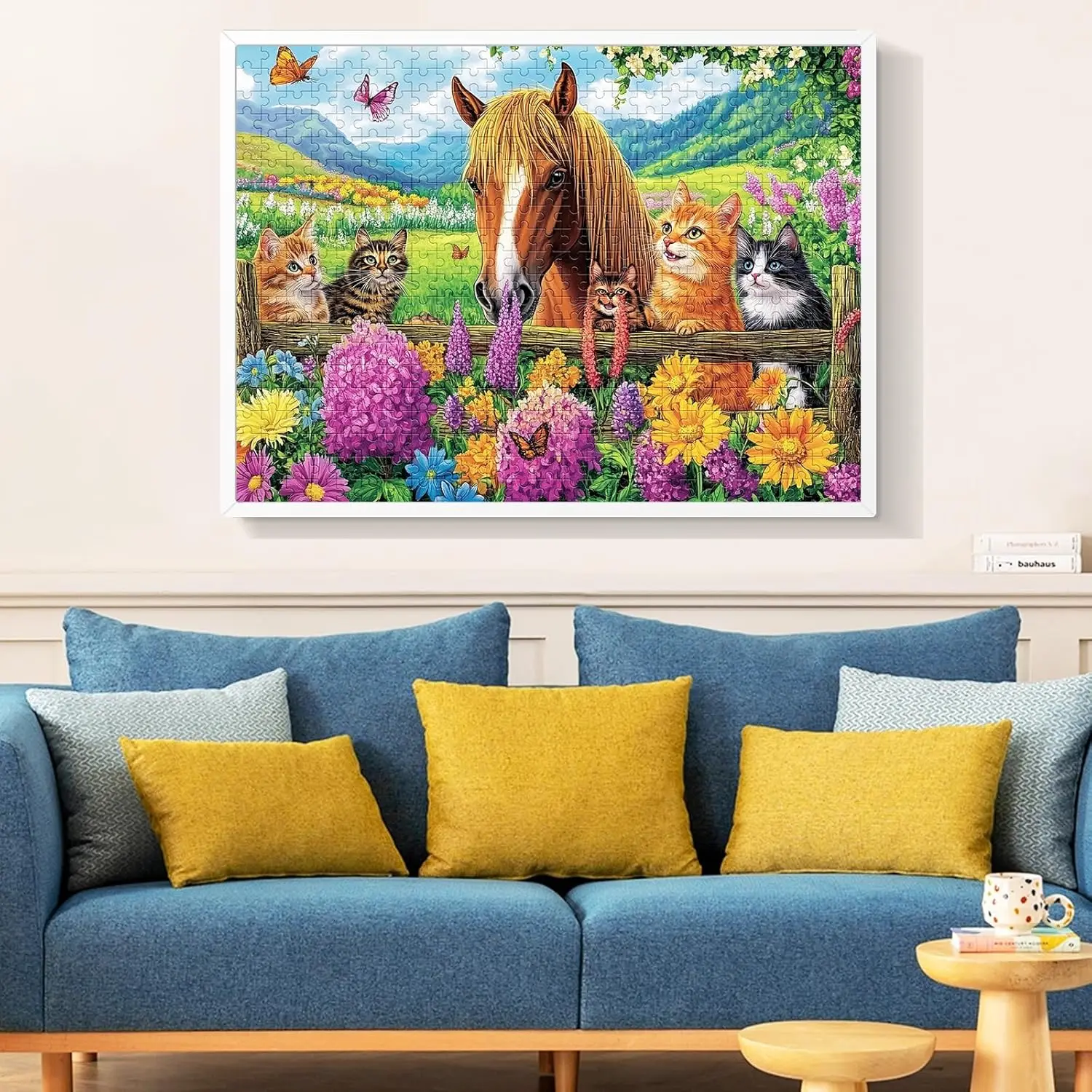 1000/500/300 Pieces Wooden Puzzle for Cats and Horses Jigsaw Puzzles for Challenging Family Activity Games Party Birthday Gift