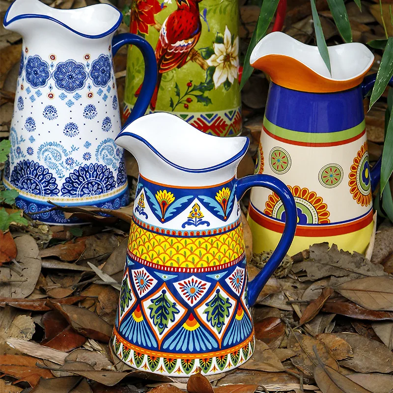 Cold Water Pot Ceramic Water Pot Bohemian Style Ceramic Flower Vase Home Storage