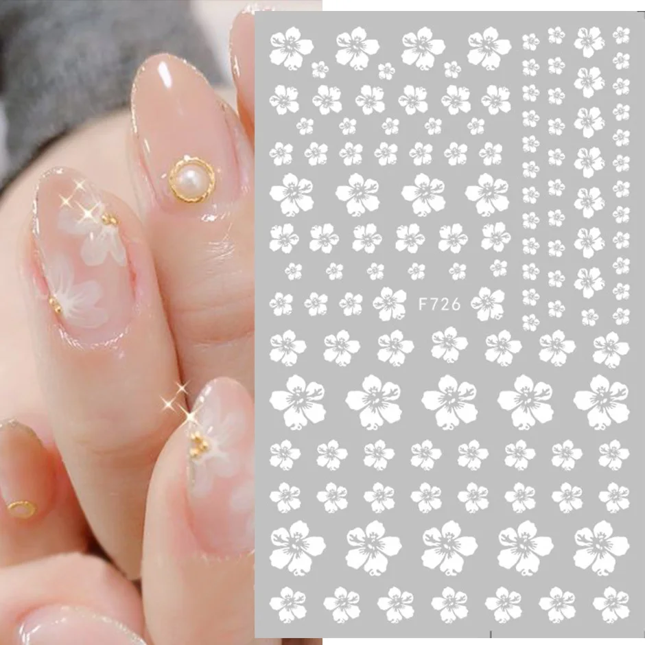 

Simple 3D Three-Color Flower Nail Sticker Retro Black White Flowers Nail Art Supplies Nail Slider DIY Flower Nail Art Decoration