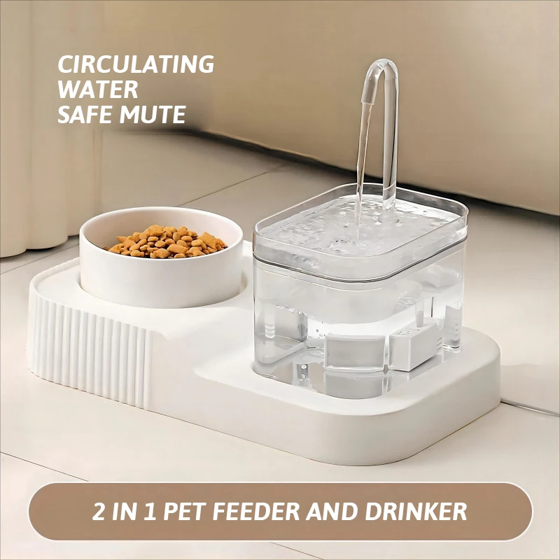 

Feeding & Watering Supplies 2 in 1 Drinking Fountain with Faucet Feeder and Drinker Bowl Food Pet Water Dispenser for Cats Dog