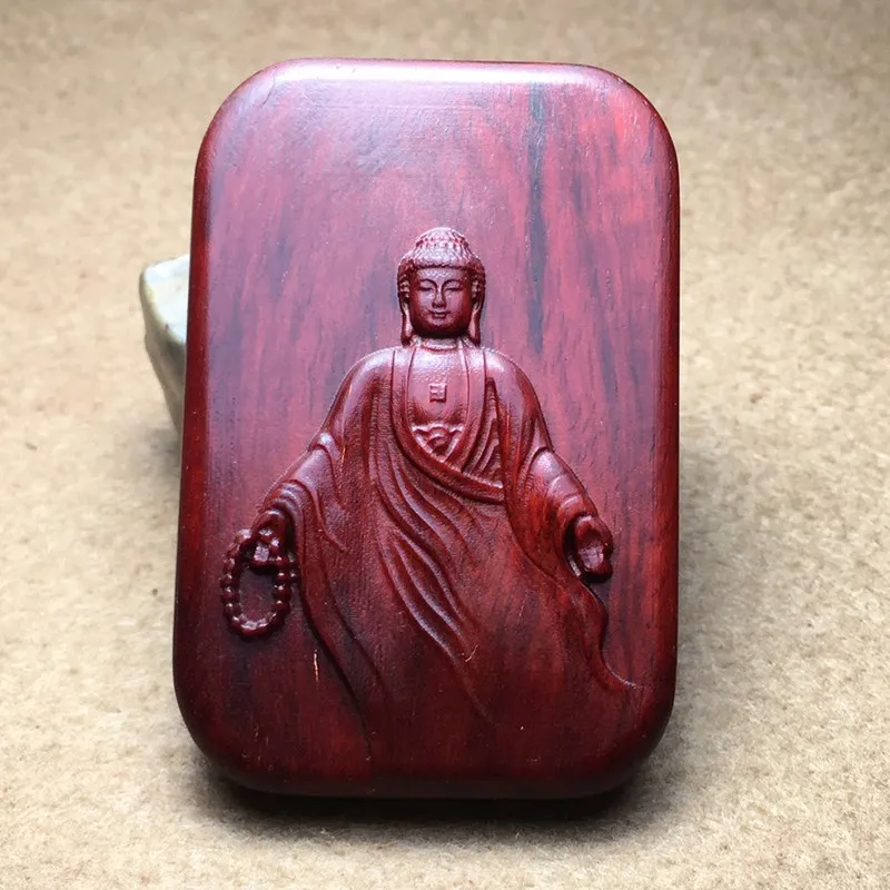 

Big Day Tathagata pendant Peace card pendant sandalwood carved red wood old material this order sheep monkey carrying piece