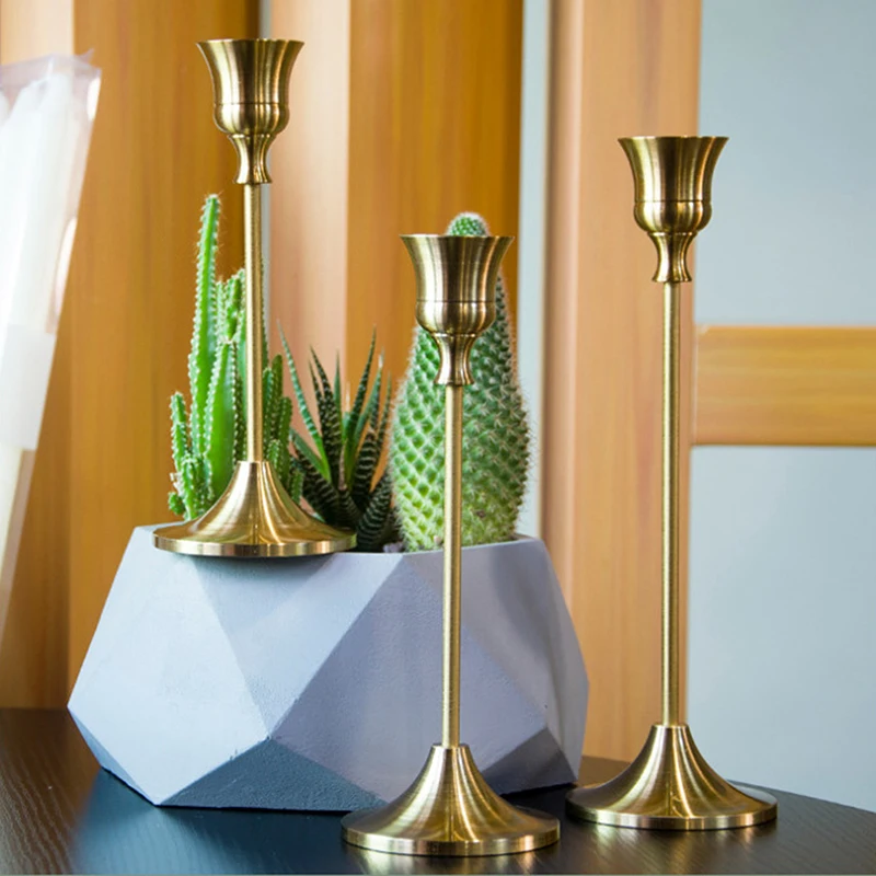 Candlestick Holders Kit Brass Gold Candlestick Set Wedding Table Decorative Stand For Party Dinning candle holders