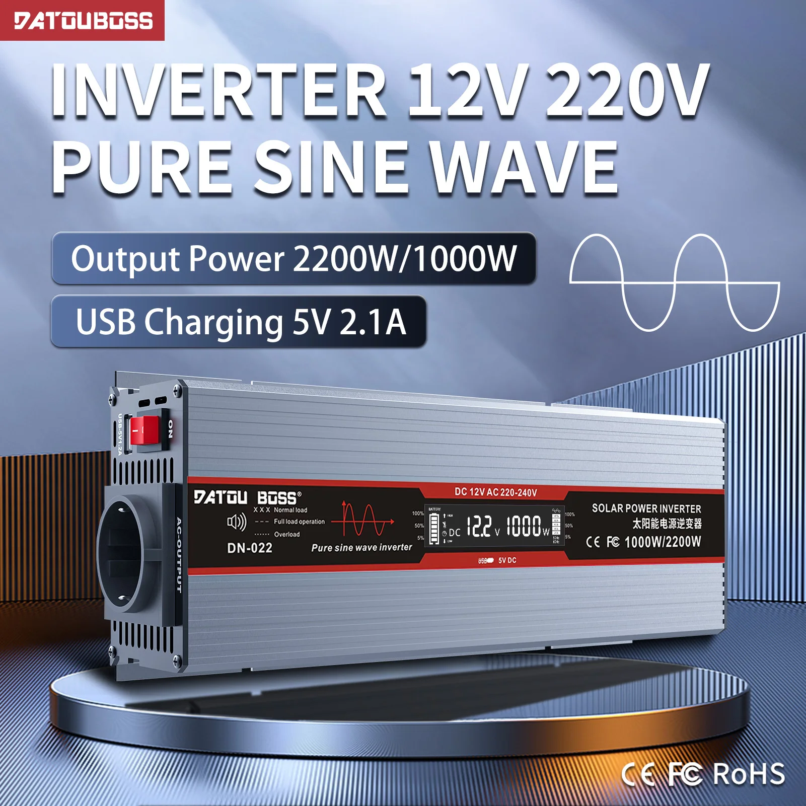 

Pure Sine Wave Inverter 12V Into 220V Car Home High-power 1000W Battery Converter