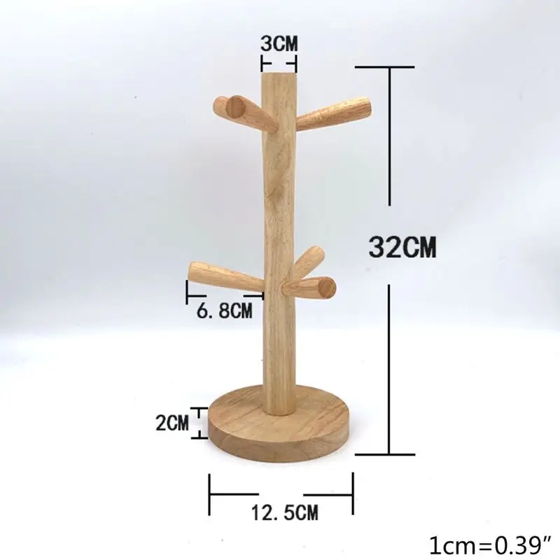 Hooks Mug Holder Tree Wooden Cup Holder Mug Tree Rack Tabletop Holder Cup Tree Tea Coffee 6 Hooks