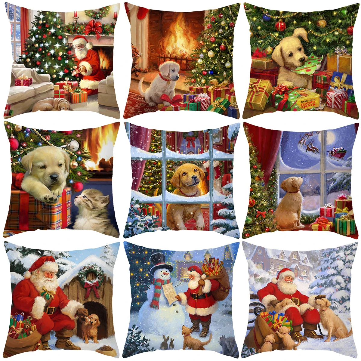 Festive Santa Cushion Cover | Decorative Throw Pillow Case | Christmas 2023 Home Decor