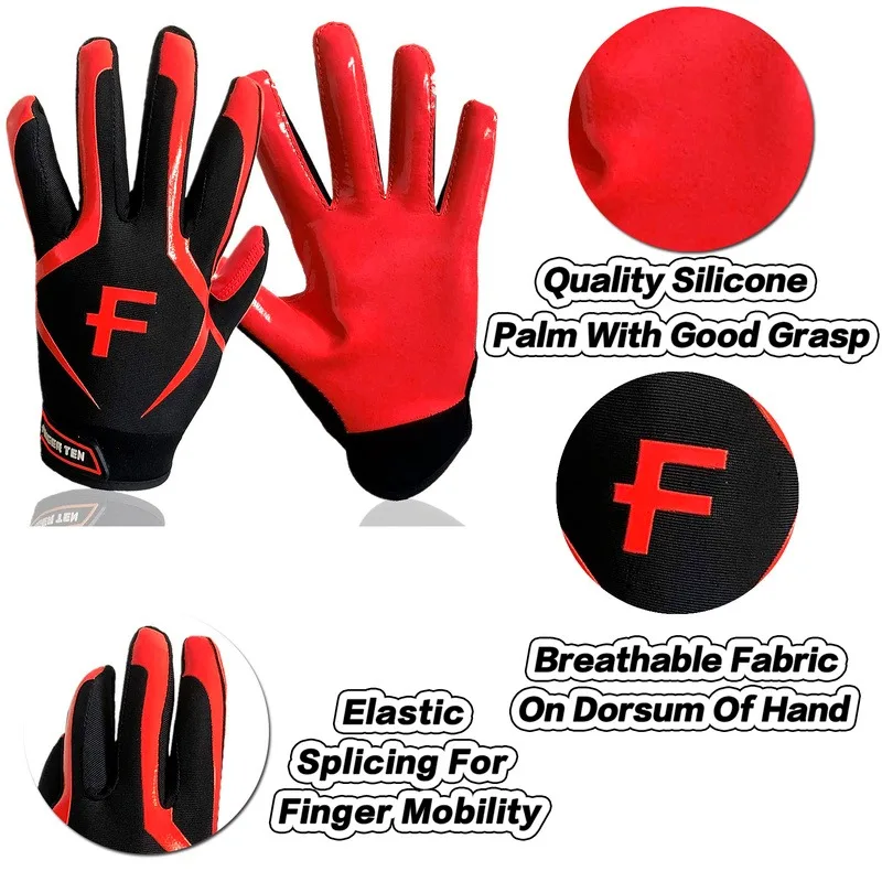 New American Football Rugby Gloves Receiver Youth Adult Men Grip Gloves for Kids Durable Breathable Flexible
