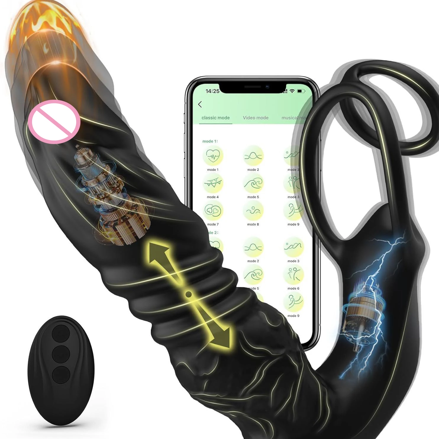 Analdildo-Vibrator Prostatic-Massage Control por Aplicaci&oacute;n