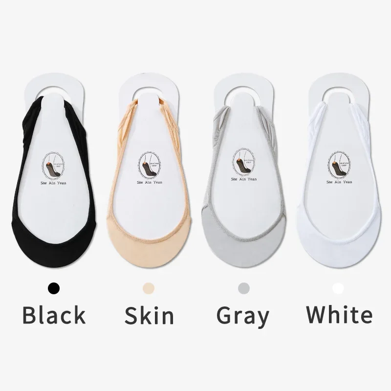 Woman Socks 3 Pairs Invisible Boat Socks Women Summer Silicone Non-Slip for High Heels Shoes Ice Silk Thin Half-Palm Suspender Sock