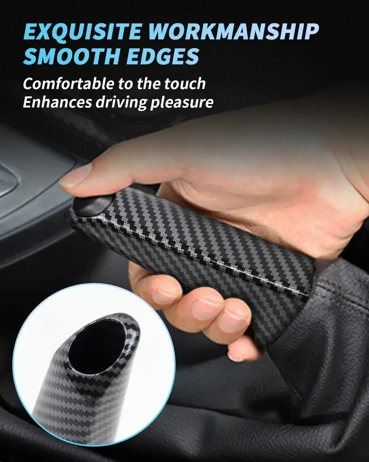 ABS Car Handbrake Grips Cover Trim Handbrake Cover for BMW E90 E92 E60 E39 F30 E31 F34 F10 F20 2005-Carbon Fiber Pattern