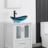 21.5" Bathroom Vessel Sink Artistic Single Boat Tempered Glass Basin Countertop Bowl Sink for Lavatory Vanity Cabinet 2