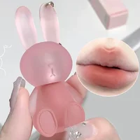 Pink Rabbit Keychain Matte Lip Gloss Lasting Moisturizing Non-Stick Cup Velvet Lip Mud Sexy Red Brown Liquid Lipsticks Cosmetics 2