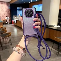 Luxury Plating Shockproof Crossbody Glitter Soft Case with Lanyard for Nova 12 (4)