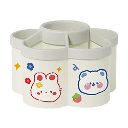360° Rotating Desk Organizer with Large Capacity and Versatile Storage (White)