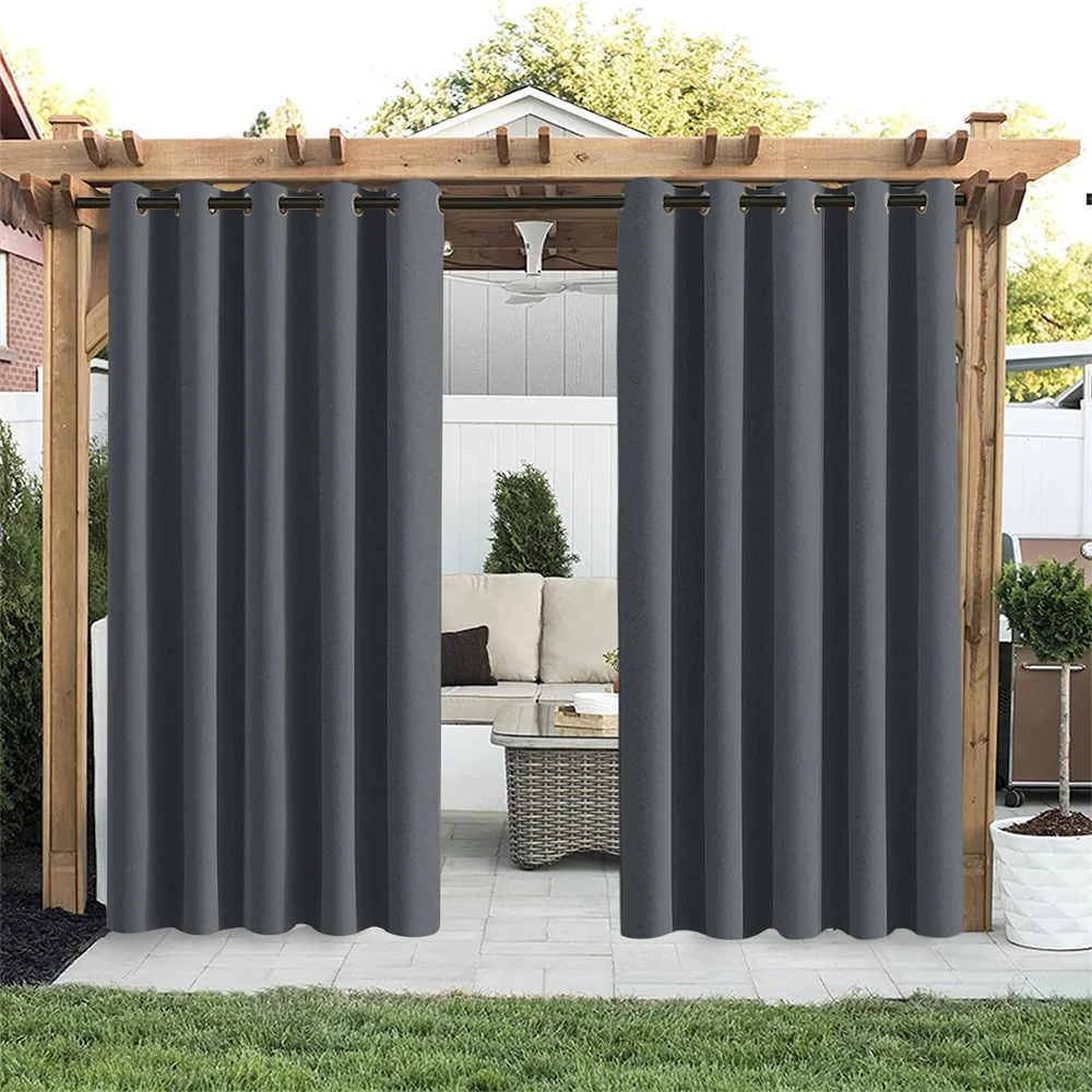 180cm Wide Large Patio Pergola Blackout Curtains Outdoor Waterproof Windproof Window Drapes Home Thermal Insulated Curtain Decor