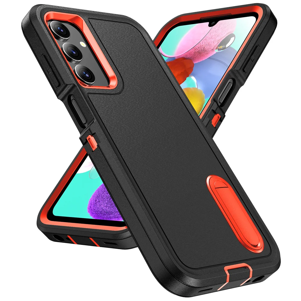 3-in-1 Hybrid Shockproof Armor Case with Matte Folding Stand Cover