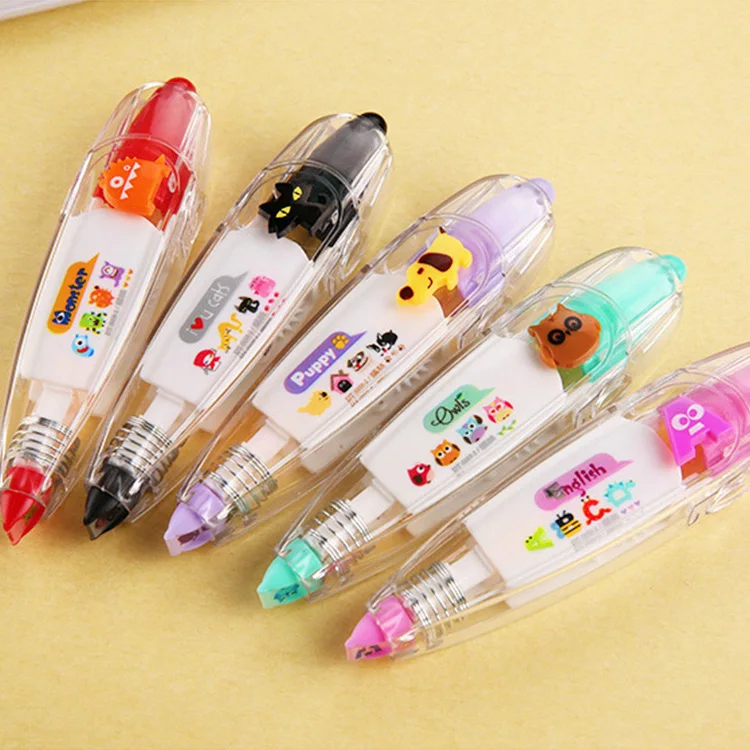 Kawaii Animal Cat Dog Owl Daily Press-type Lace Correction Tape Belt 6mm * 4m Stationery Decoration Supplies School Supplies correction belt,correction tape,correction strap