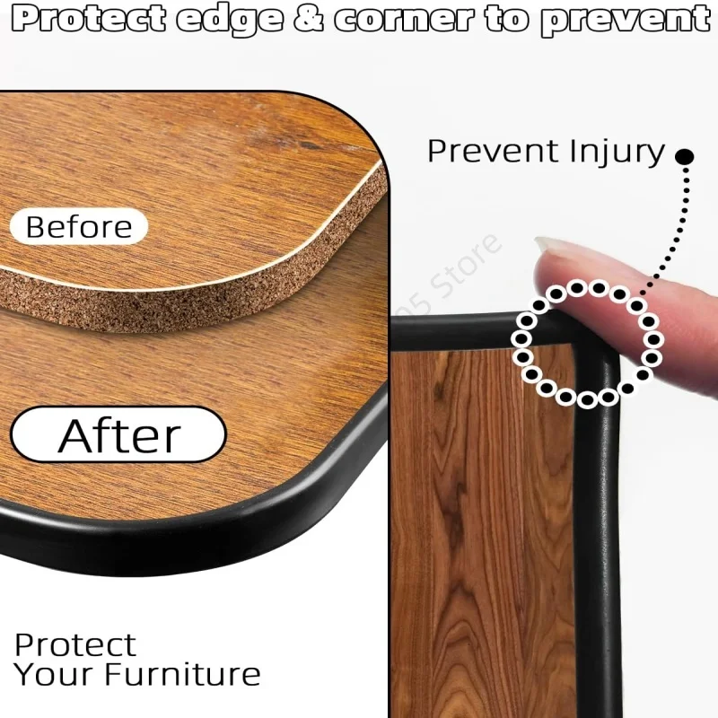 5M U-Shape Edge Banding Strip Self-Adhesive Flexible TPE Rubber Furniture Corner Guards Wood Cabinet Edging Repair Protector