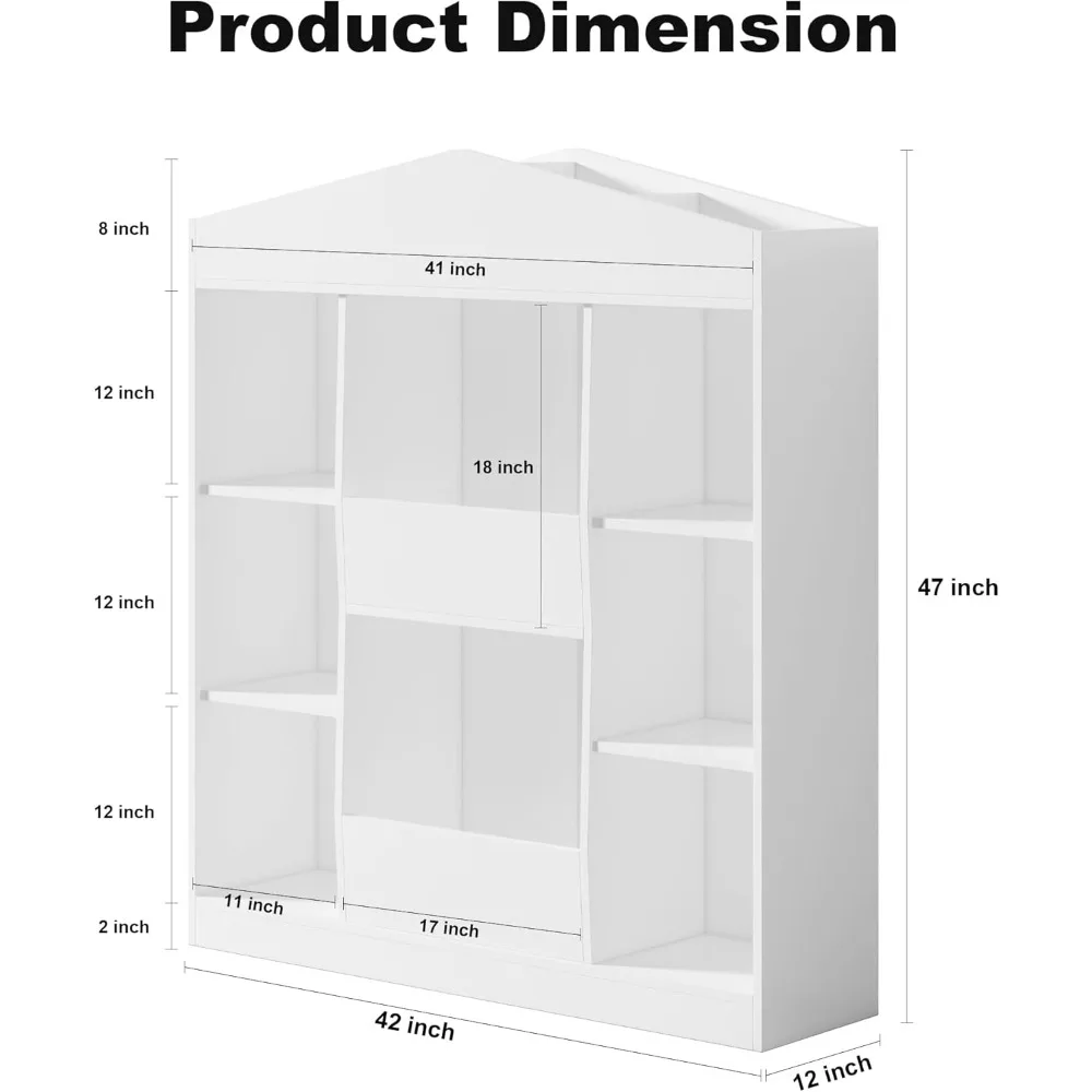 Kids Toy Storage Organizer, 12 Cubby Castle Bookcase and Bookshelf, Nursery Childrens Toddlers Dollhouse Kid Bookshelf 2