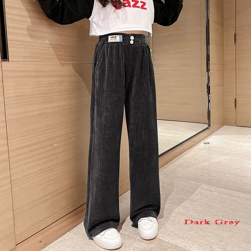 Children\'s Pants 2024 Spring Autumn Teen Girls Wide Leg Pants Kids Clothing Casual Loose Girls Chenille Trousers