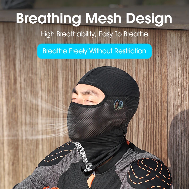 WEST BIKING Summer Balaclava For Men Cycling Caps With Visor Full Face UV Protection Mesh Mask Reflective Cooling Sport Gear