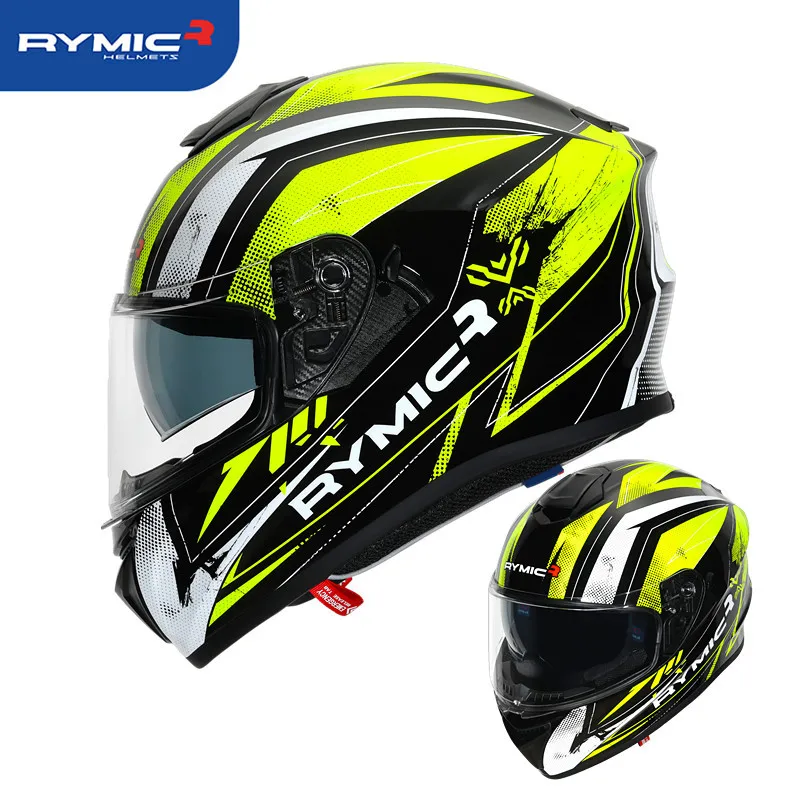 thumbnail image 1 of Casco integral para motocicleta RYMIC R977, casco de carreras con lentes antivaho, para las cuatro estaciones, 1 of 5