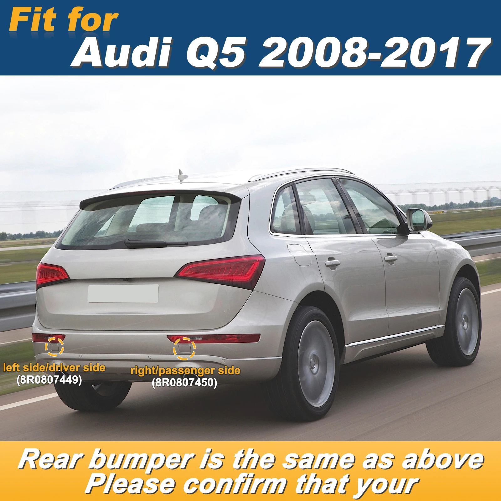 Rear Bumper Tow Hook Cover Towing Eye Cap Lid Fit Audi Q5 2008- 8R0807449 8R0807450 Car Accessories car rear bumper hook cover