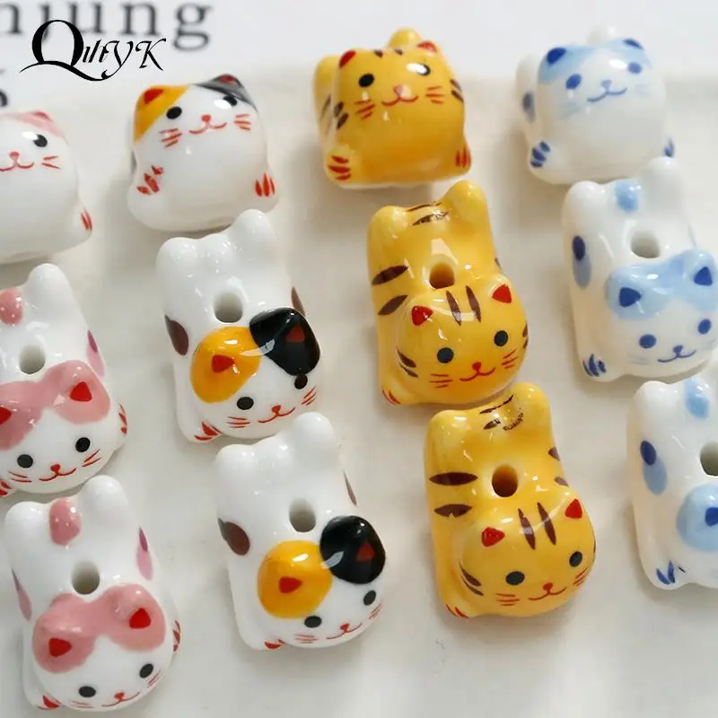 도예DIY 행운의 고양이 동물 애니메이션 세라믹 루즈 비즈, 쥬얼리 제작 DIY 팔찌, 귀걸이, 목걸이용 도자기 구슬 도예DIY 행운의 고양이 동물 애니메이션 세라믹 루즈 비즈, 쥬얼리 제작 DIY 팔찌, 귀걸이, 목걸이용 도자기 구슬