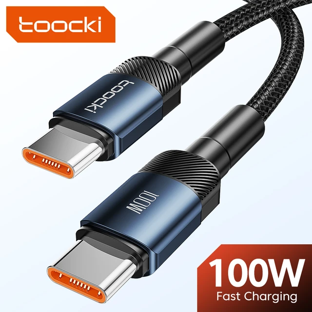 Toocki-Cable USB tipo C a tipo C, cargador de carga rápida PD3.0 de 100W